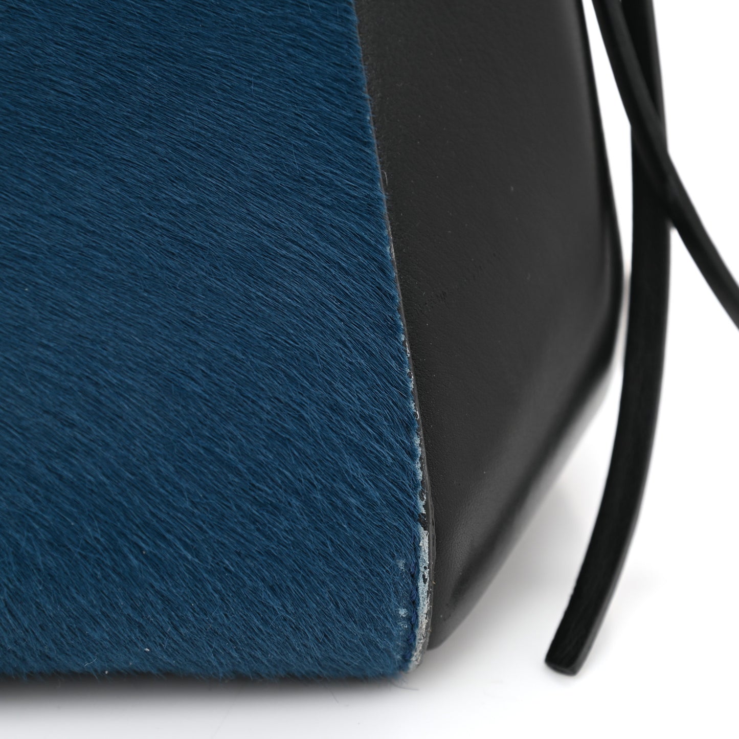 Pony Hair Large Edge Shoulder Bag Ocean Blue