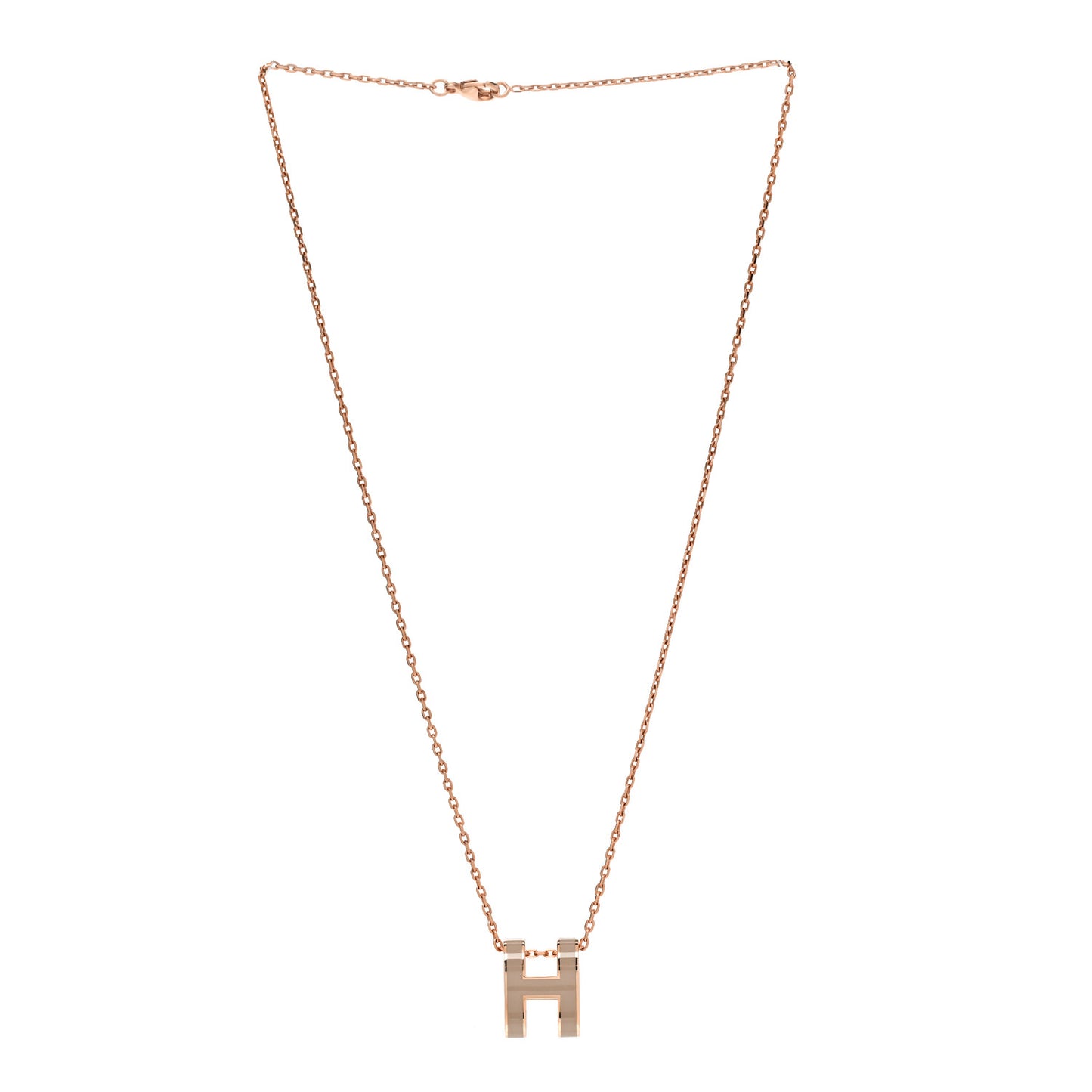 Lacquered Rose Gold Pop H Pendant Necklace Marron Glace