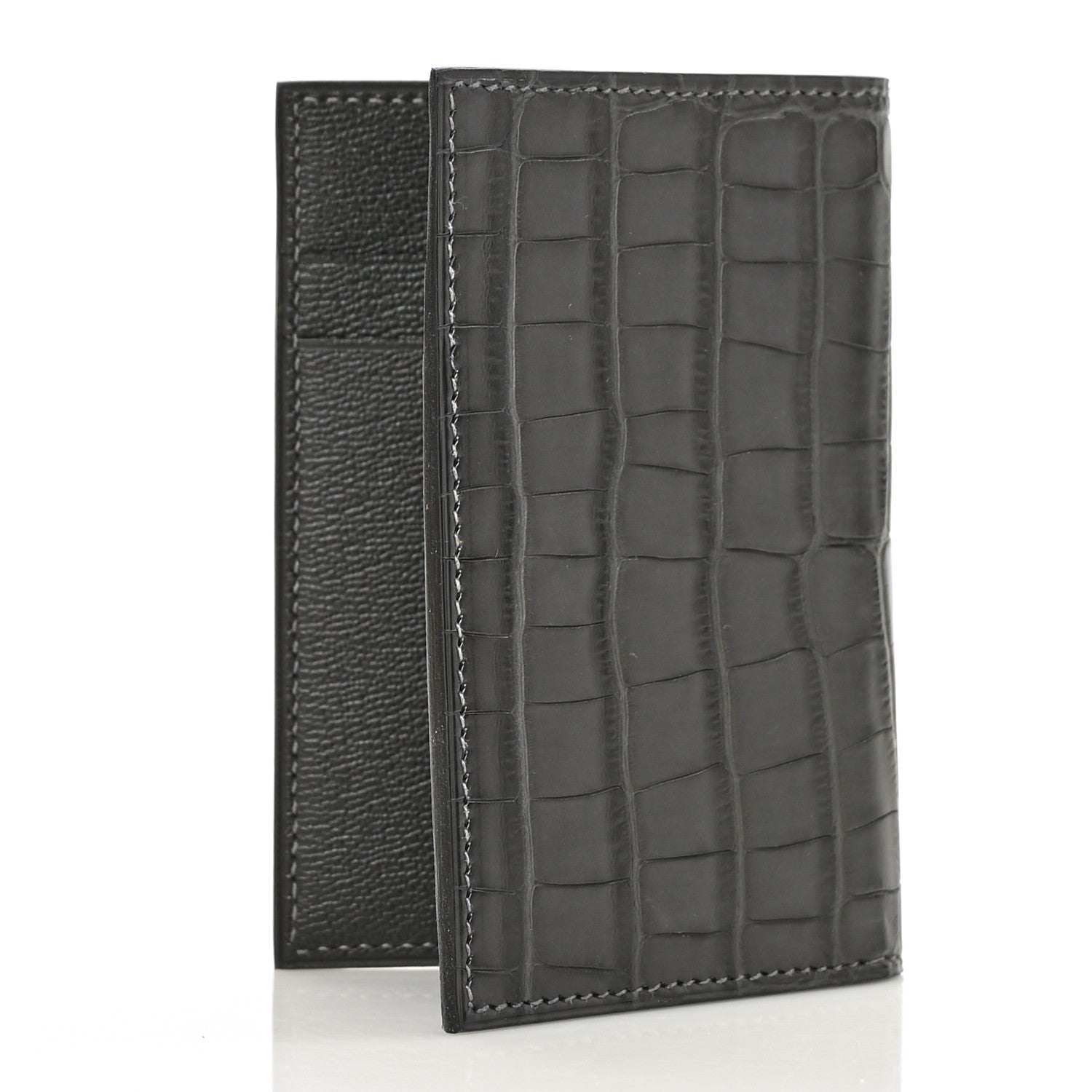 Hermes Matte Alligator MC2 Euclide Card Holder Graphite 1135689