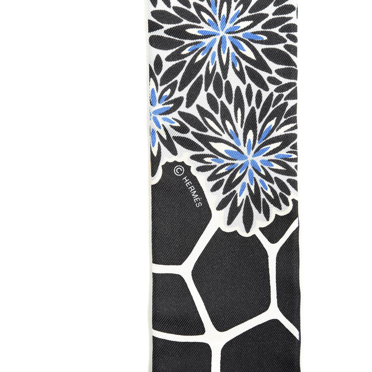 Hermes Silk The Three Graces Twilly Bleu Nuit Gold Black 3 of 4