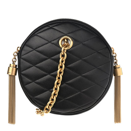 Saint Laurent Lambskin Quilted Round Le Maillon Round Tassel Chain Crossbody Bag Black 1 of 10