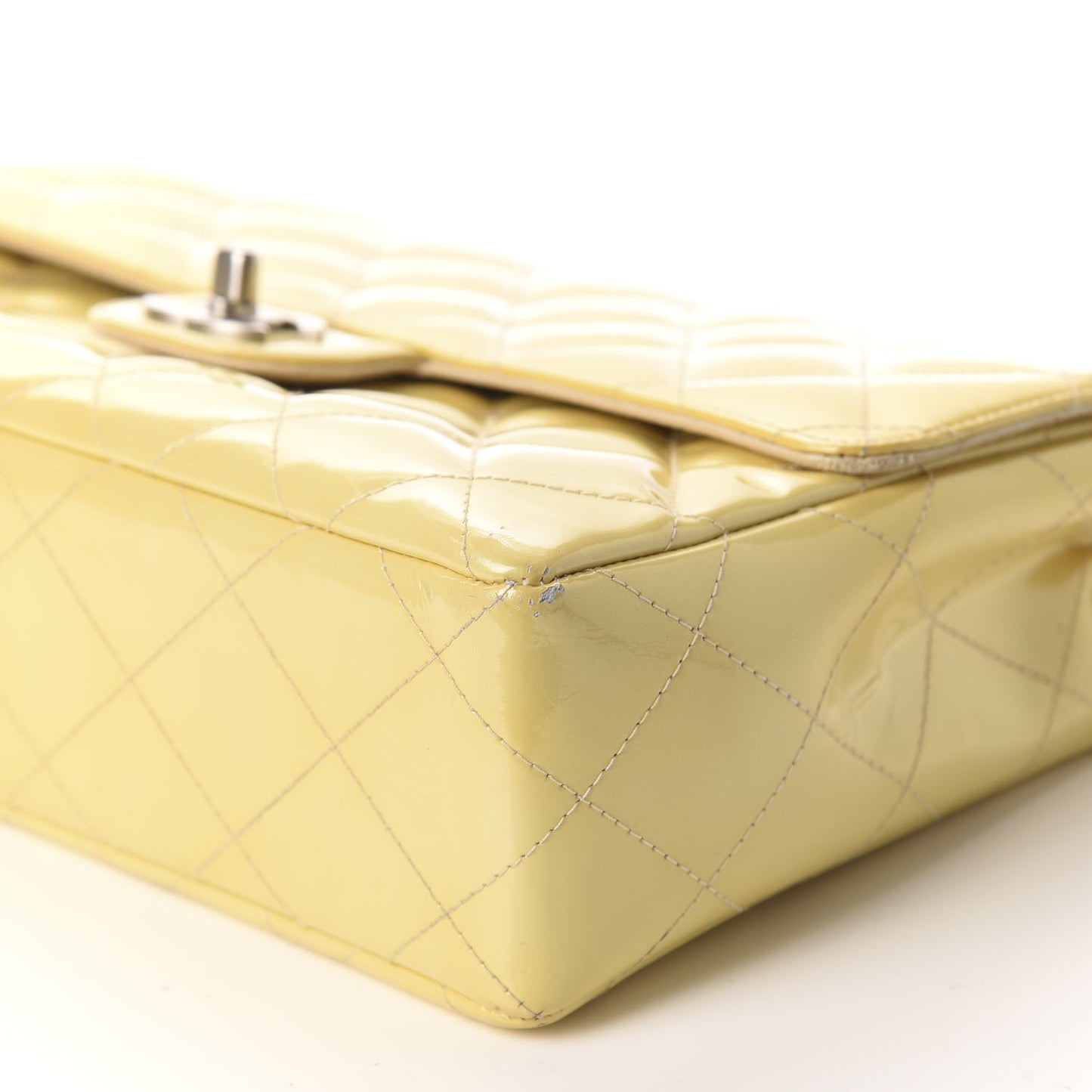 Patent Quilted Medium Single Flap Yellow
