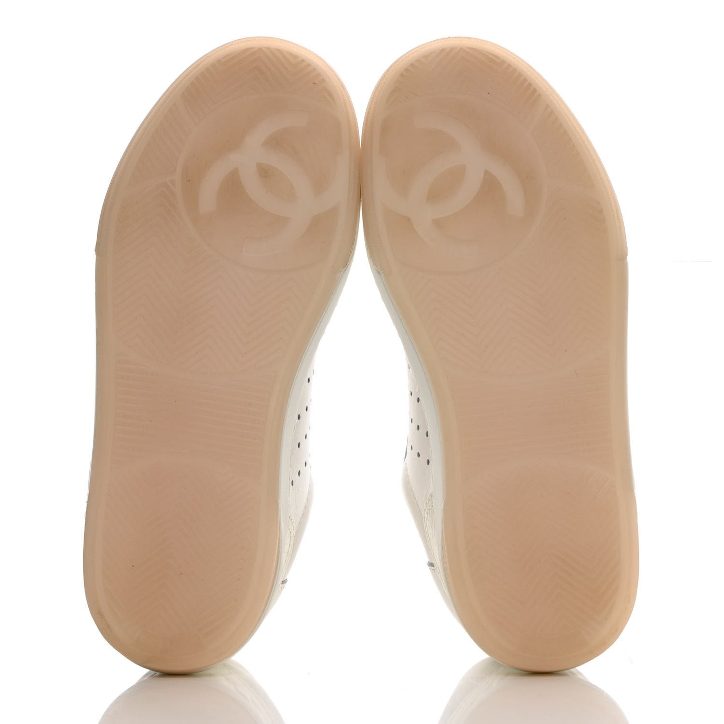 Grained Calfskin Fabric Womens Logo Sneakers 35.5 White Light Pink