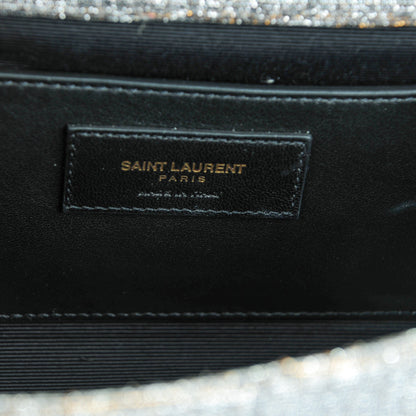 Saint Laurent Metallic Canvas Woven Classic Monogram Kate Tassel Clutch Silver Gold 6 of 6