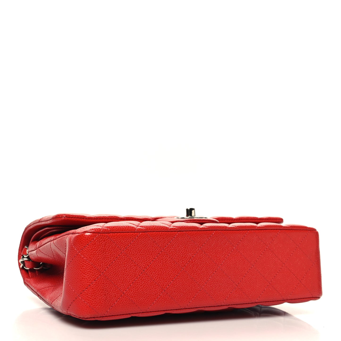 Caviar Quilted Medium Double Flap Red