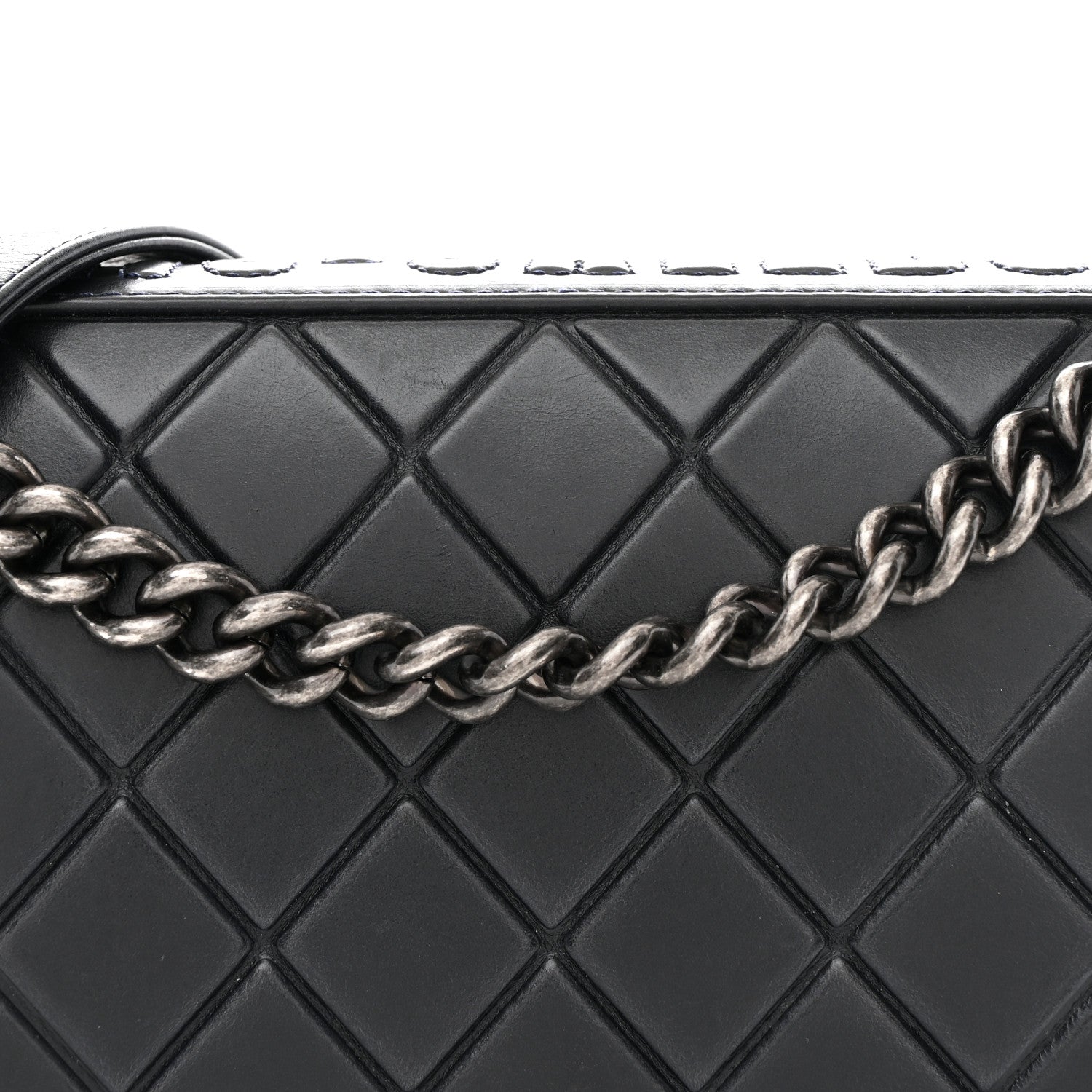 Chanel Calfskin Embossed New Medium Paris Salzburg Boy Flap Navy 8 of 11