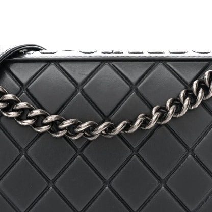 Chanel Calfskin Embossed New Medium Paris Salzburg Boy Flap Navy 8 of 11