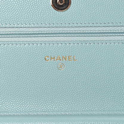 Chanel Caviar Quilted Wallet On Chain WOC Light Blue 6 of 12