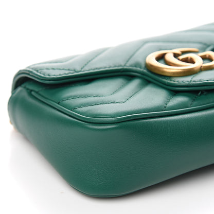 Gucci Calfskin Matelasse Super Mini GG Marmont Shoulder Bag Emerald Green 8 of 11