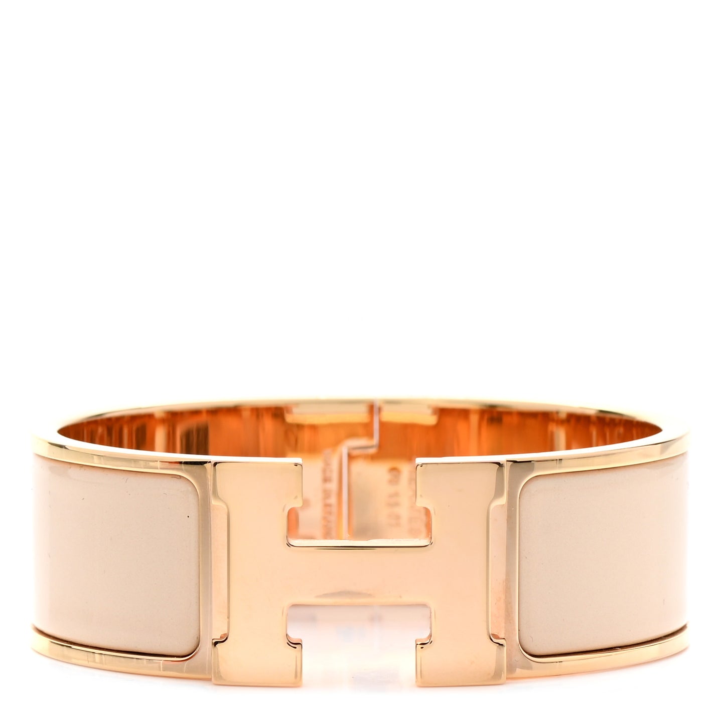 Enamel Wide Clic Clac H Bracelet PM Beige Nacre