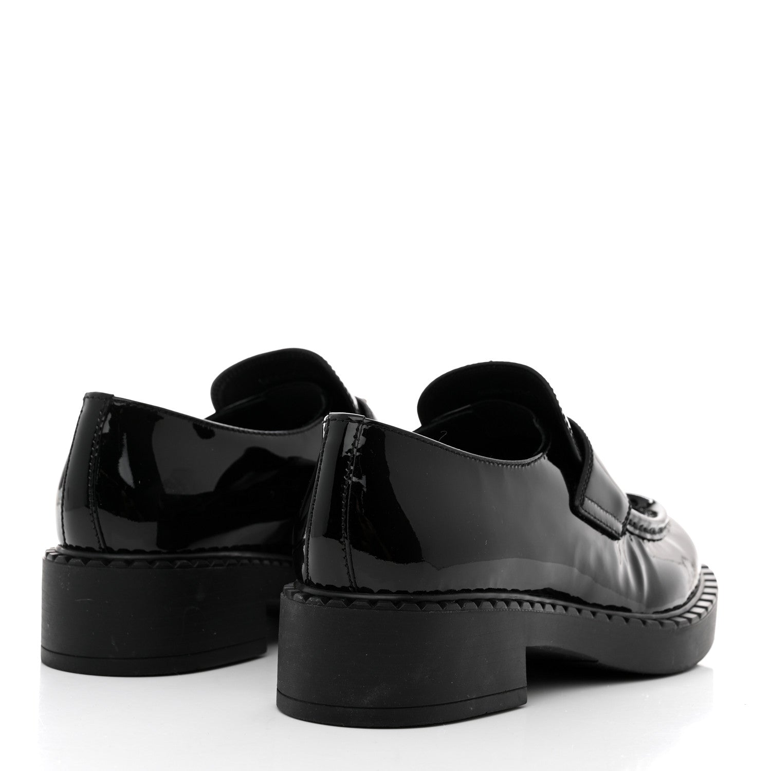 Prada Vernice Triangle 50mm Loafers 39 Black 4 of 8
