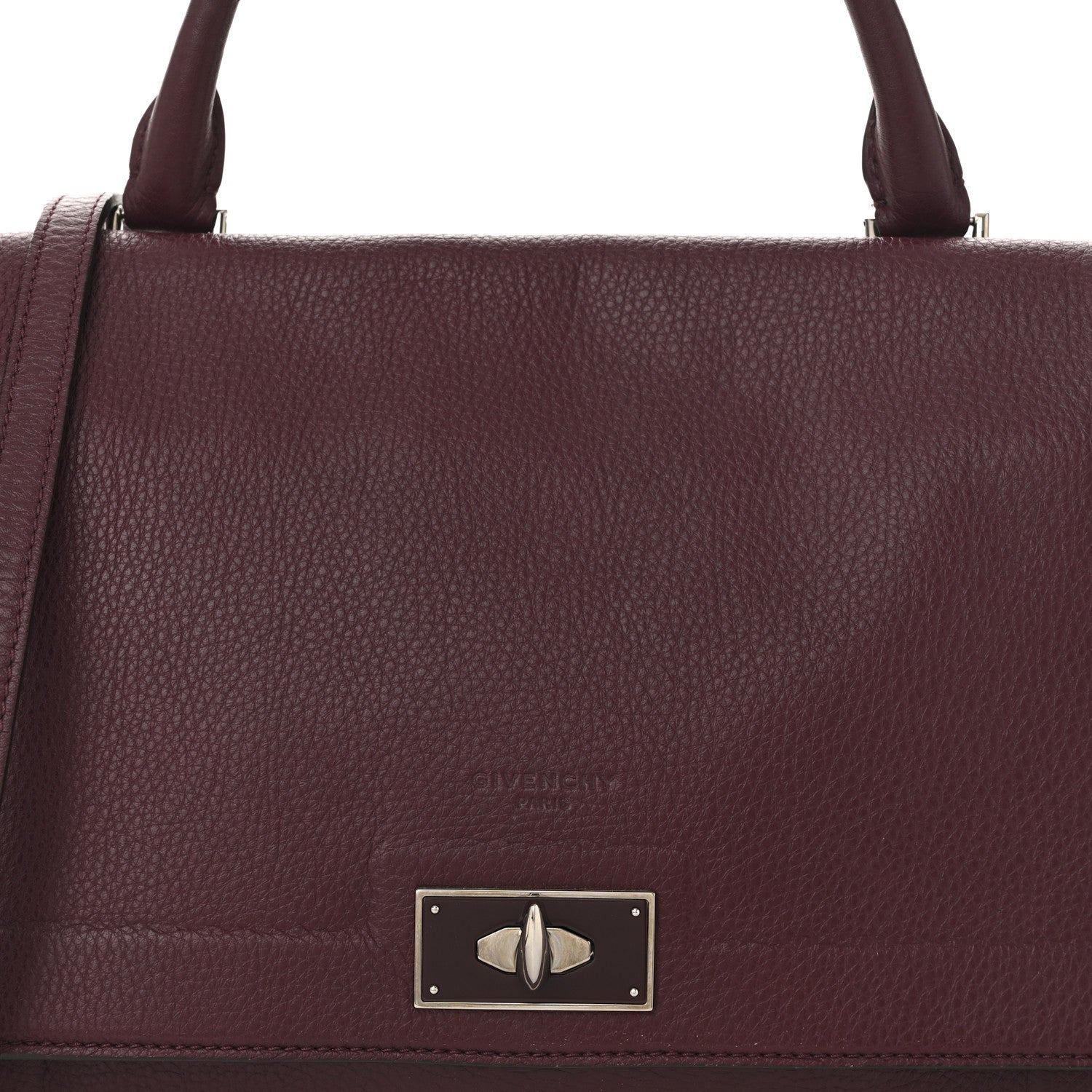 Givenchy Grained Calfskin Small Shark Lock Satchel Burgundy 13 of 19