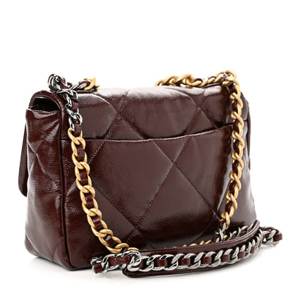 Chanel Shiny Crumpled Calfskin Quilted Medium Chanel 19 Flap Burgundy 3 of 10
