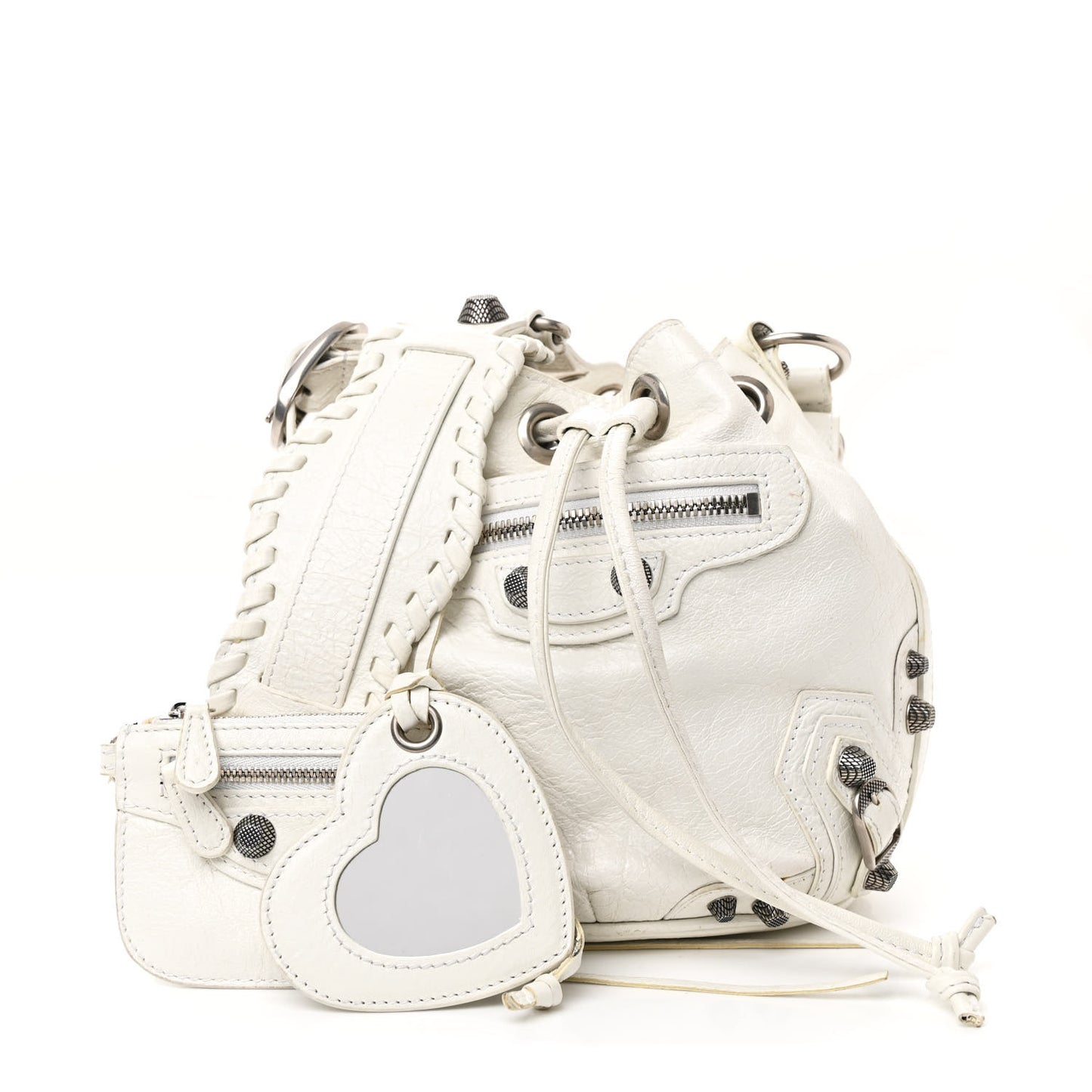 Agneau Arena Le Cagole Bucket Bag XS Optic White