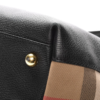 Burberry Derby Calfskin House Check Medium Welburn Tote Black 12 of 14