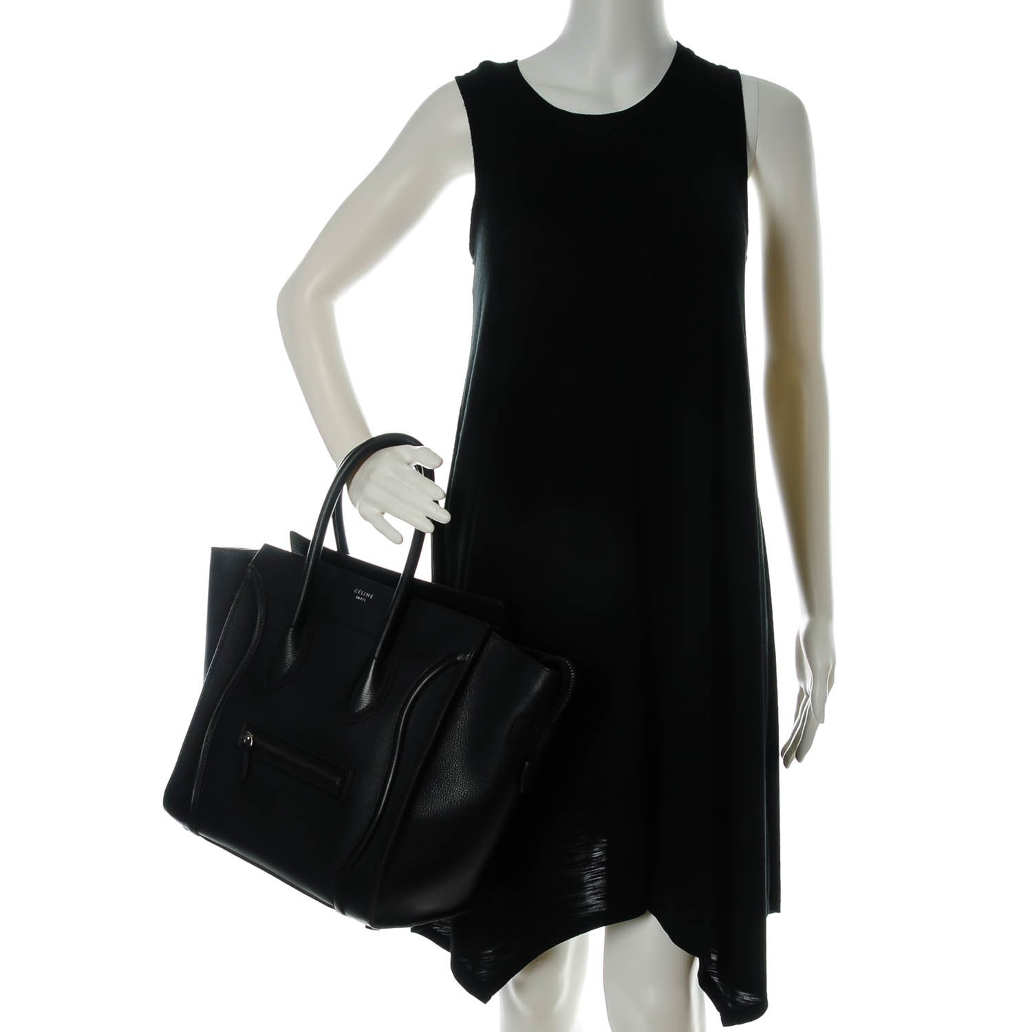 Celine Drummed Calfskin Mini Luggage Black 2 of 9