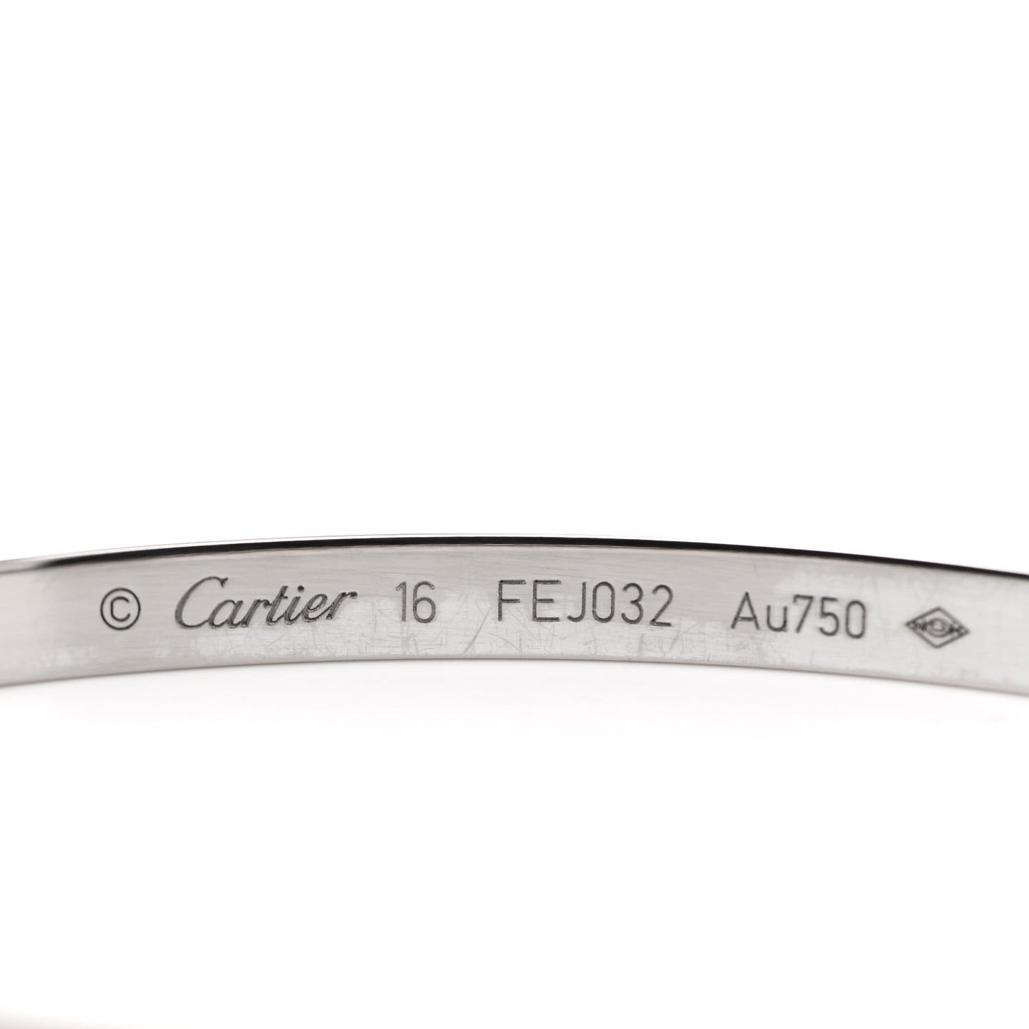 18K White Gold 10 Diamond Small LOVE Bracelet 16