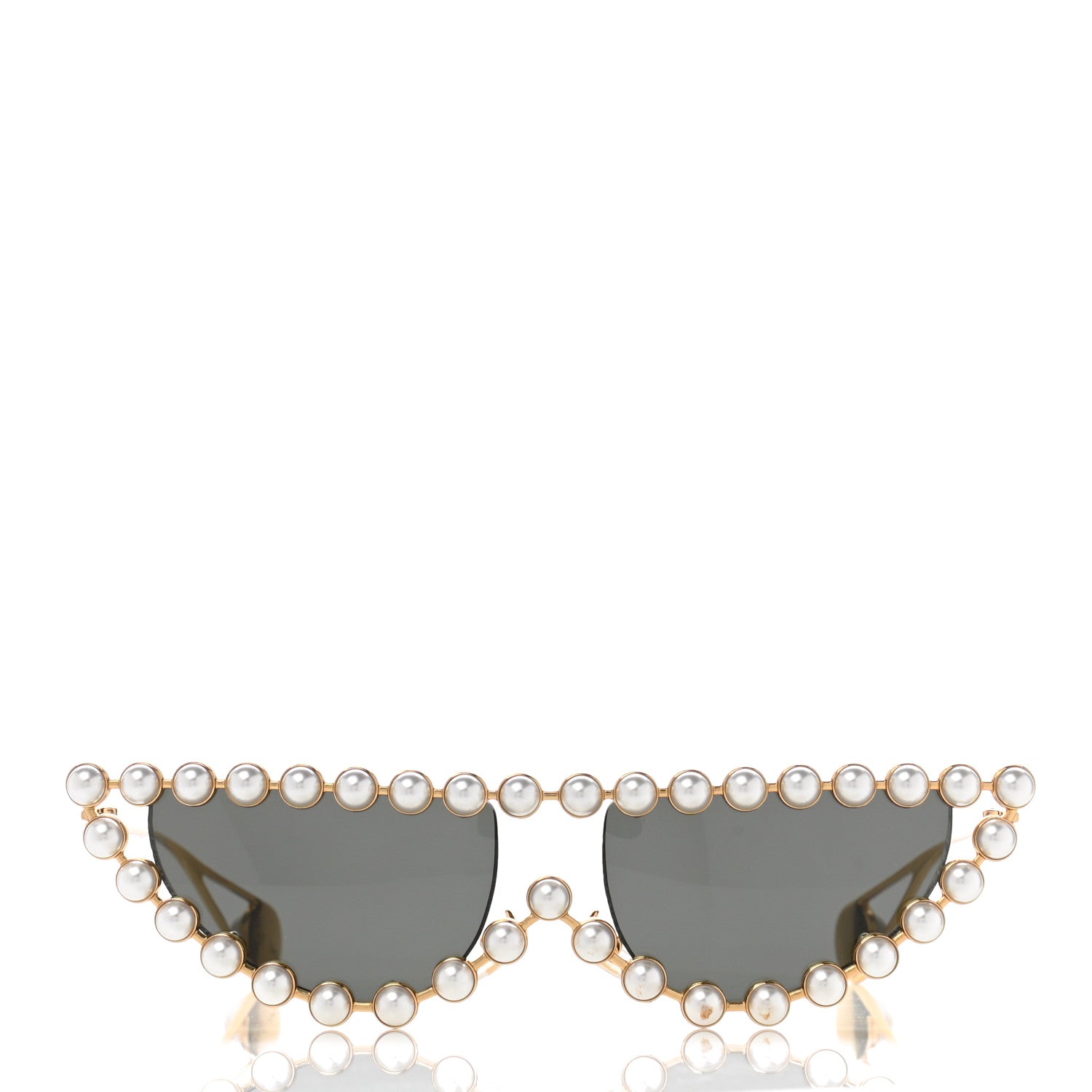 Gucci Metal Pearl Cat Eye Sunglasses GG0364S Gold 2 of 7