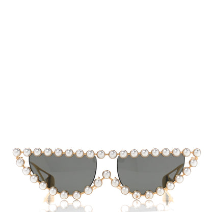 Gucci Metal Pearl Cat Eye Sunglasses GG0364S Gold 2 of 7