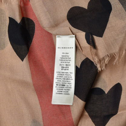Burberry Modal Cashmere Silk Check Heart Print Lightweight Scarf 5 of 5