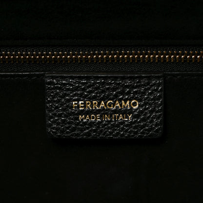 Salvatore Ferragamo Hammered Calfskin Firenze East West Tote Bag Black 6 of 10
