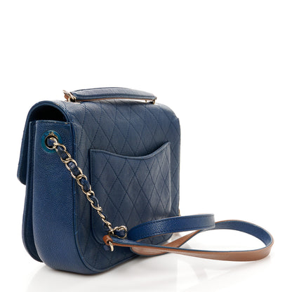 Chanel Grained Calfskin Quilted Medium Cuba Top Handle Flap Blue 3 of 12