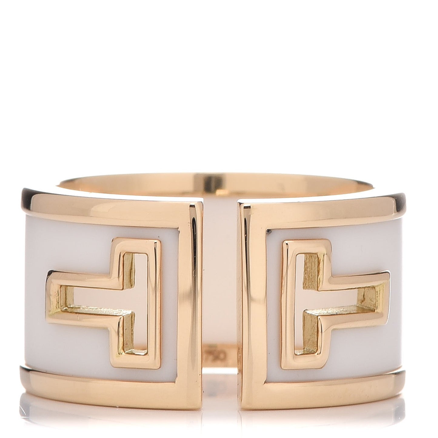 18K Yellow Gold White Ceramic T Cutout Ring 52 6
