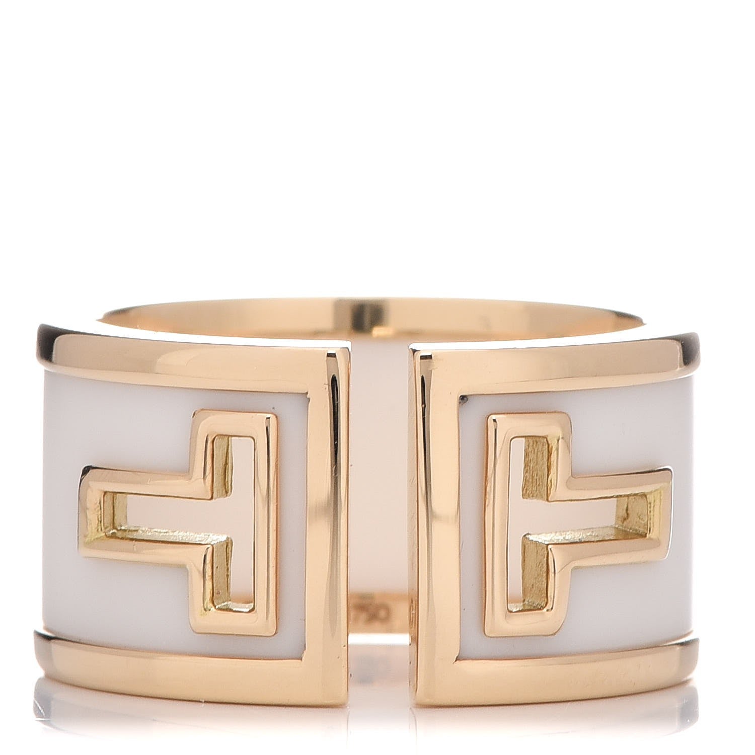 Tiffany 18K Yellow Gold White Ceramic T Cutout Ring 52 6 1 of 8