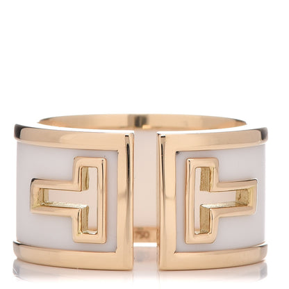 Tiffany 18K Yellow Gold White Ceramic T Cutout Ring 52 6 1 of 8