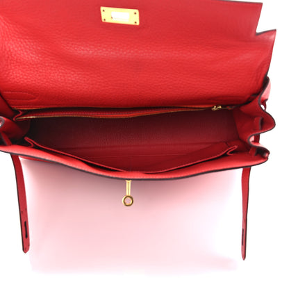 Hermes Taurillon Clemence Kelly Retourne 32 Rouge Pivoine 5 of 10