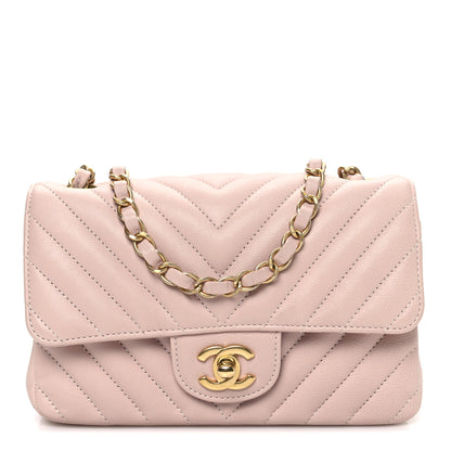 Chanel Calfskin Chevron Quilted Mini Rectangular Flap Light Pink 1 of 10