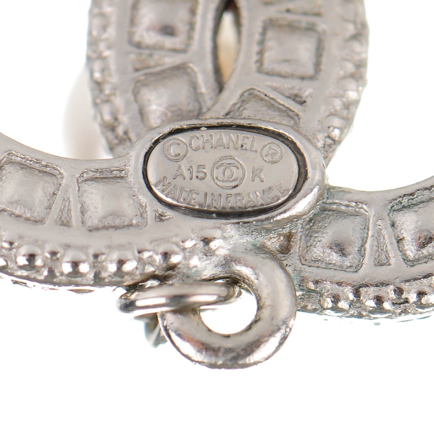 Chanel Baguette Crystal Pearl CC Drop Earrings Silver 4 of 5