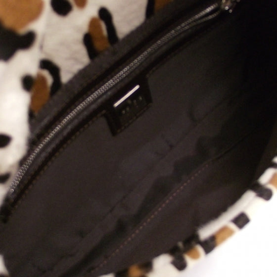 Fendi Calf Hair Leopard Print Baguette White Brown 7 of 10