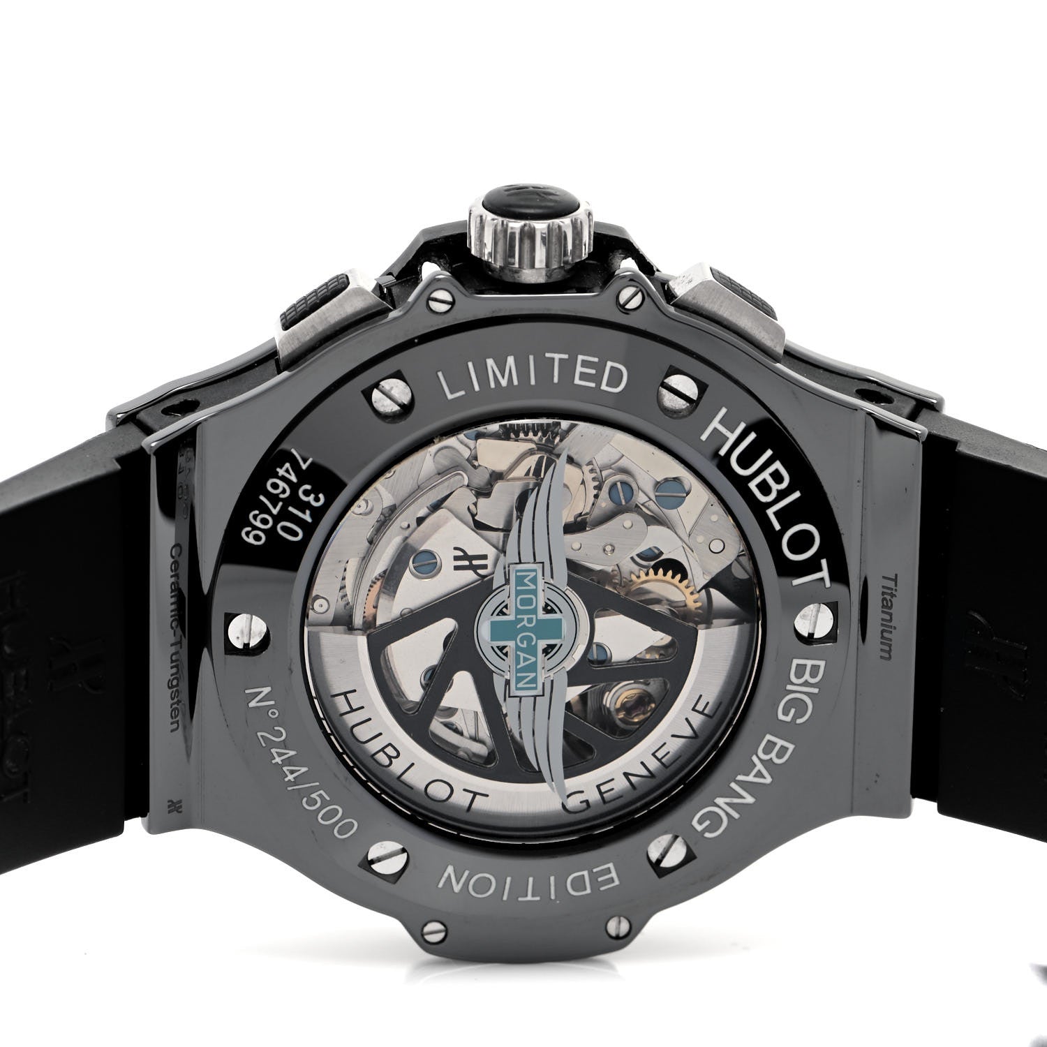 Hublot Tungsten Titamium Rubber 45mm Aero Bang Morgan Automatic Watch Black 310.CK.1140.RX.MOR08 4 of 5