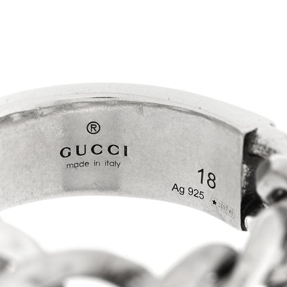 Gucci Sterling Silver Enamel Logo Chain Ring 58 8.5 Turquoise 4 of 4