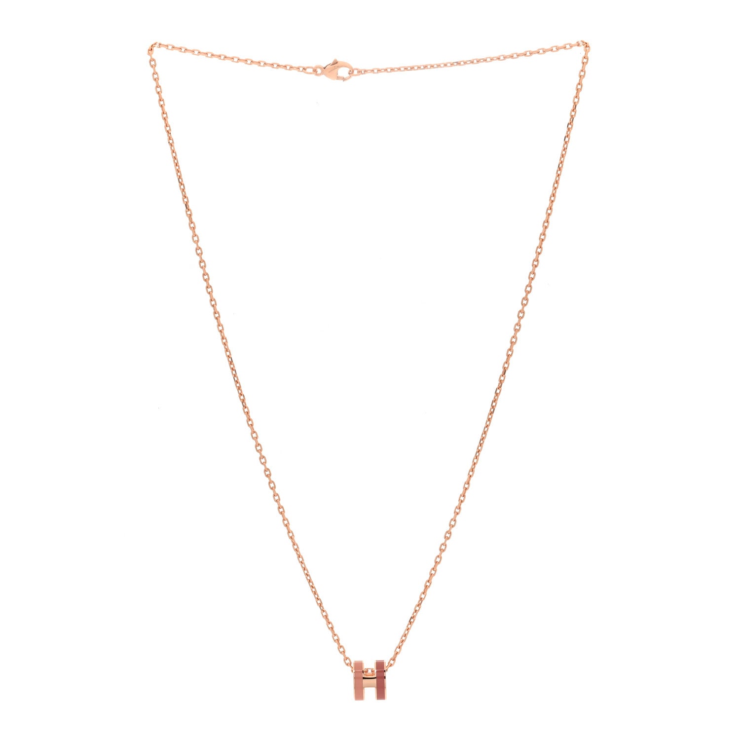 Hermes Lacquered Rose Gold Mini Pop H Pendant Necklace Rose Dragee 3 of 7