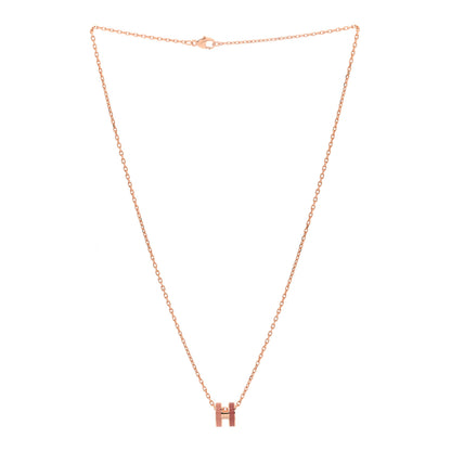 Hermes Lacquered Rose Gold Mini Pop H Pendant Necklace Rose Dragee 3 of 7