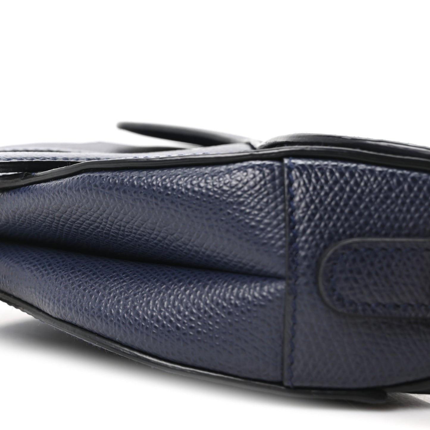 Grained Calfskin Mini Saddle Bag Navy