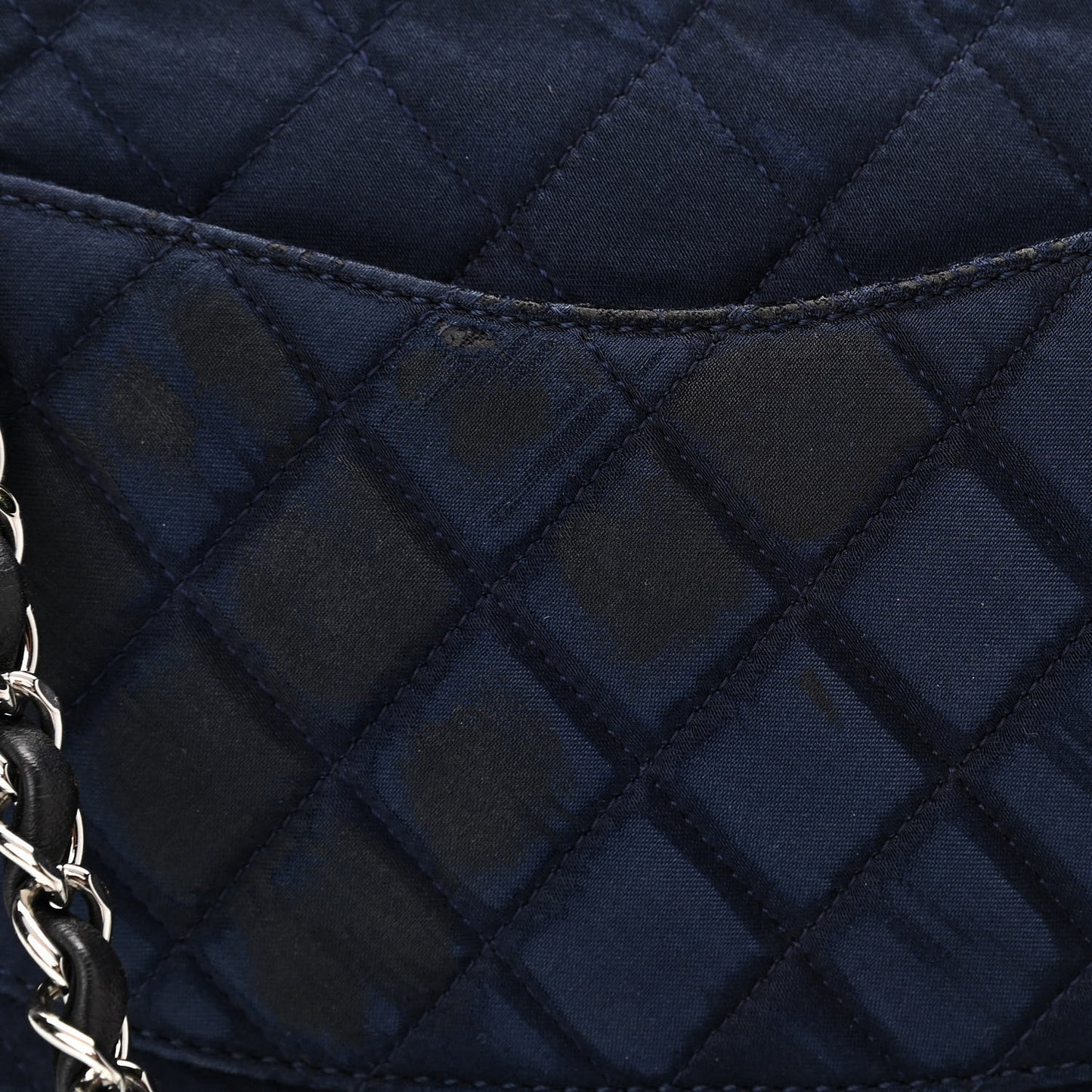 Satin Paillette Sequin Quilted Medium Single Flap Navy