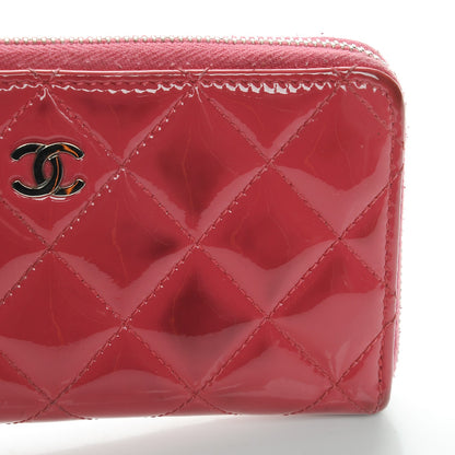 Chanel Patent Quilted Small Zip Around Wallet Pink 9 of 12