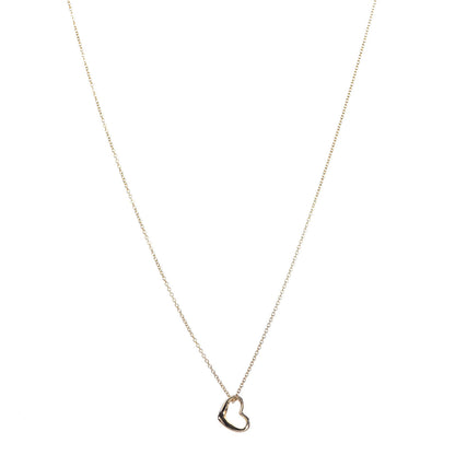 Tiffany 18K Yellow Gold 11mm Elsa Peretti Open Heart Pendant Necklace 1 of 8