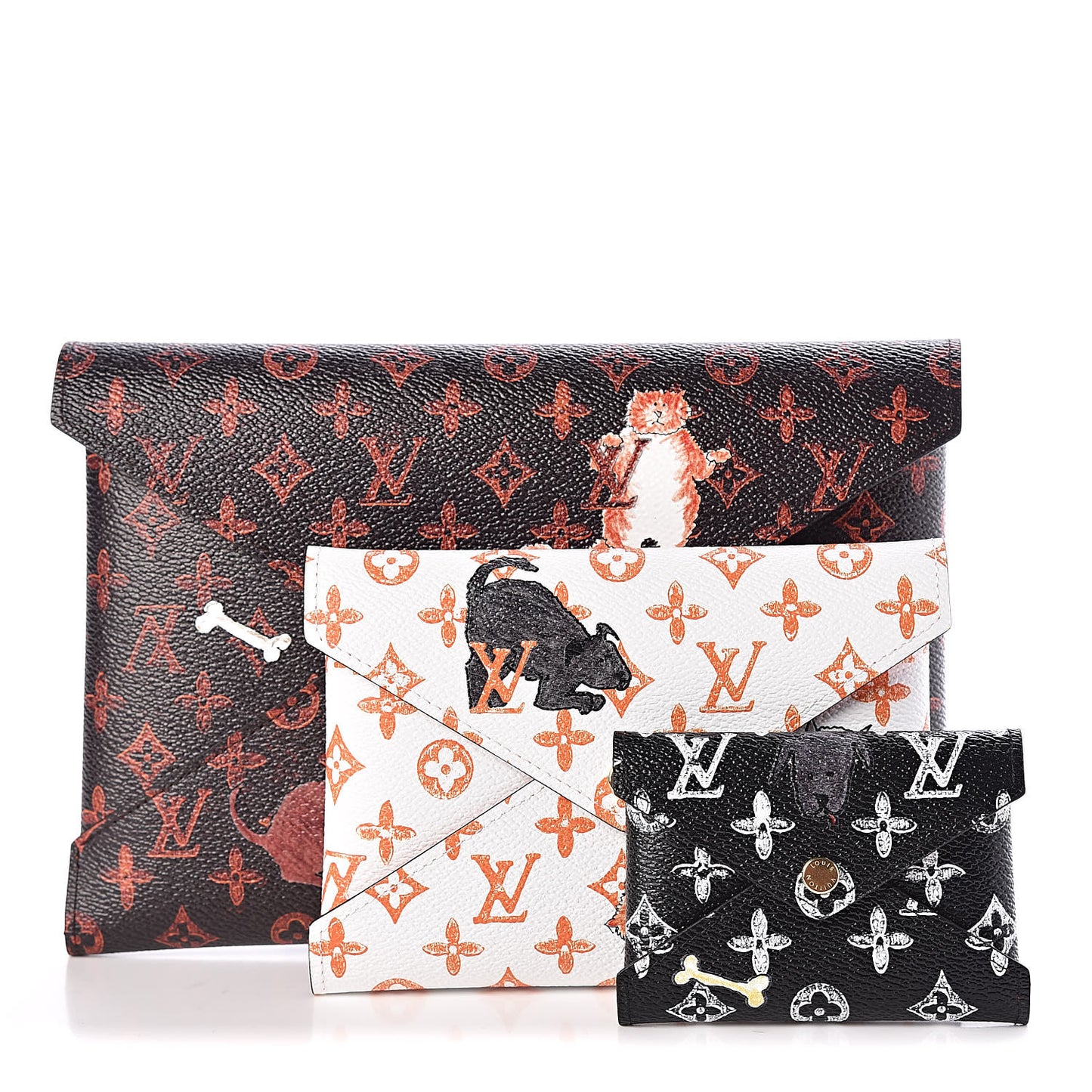 Catogram Kirigami Pochette Set Marron White Black