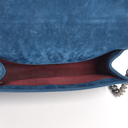 Chanel Nubuck Chevron Quilted Medium Boy Flap Blue 5 of 8