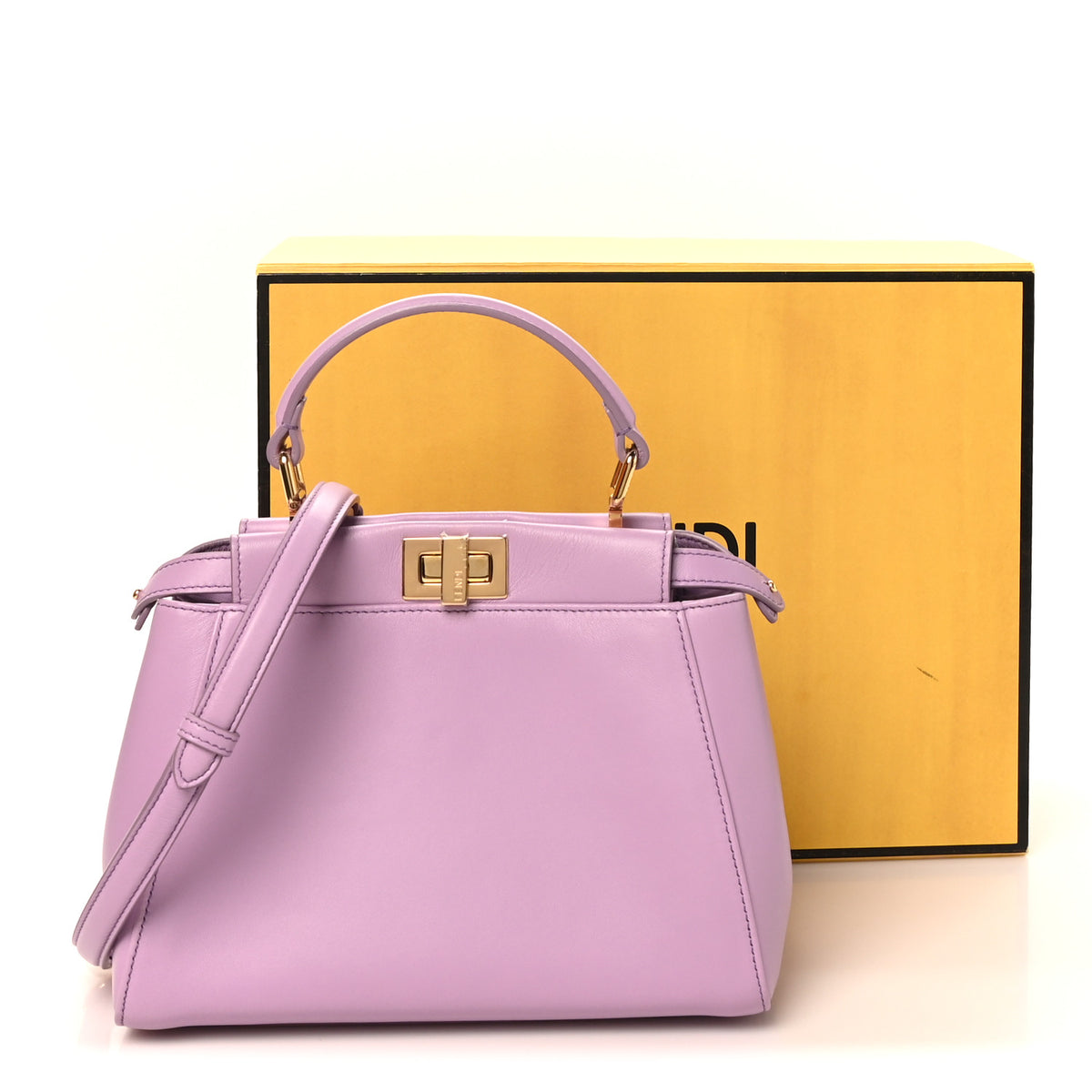 Fendi Nappa Stacked Bar Mini Peekaboo Iconic Satchel Violetta 9 of 9