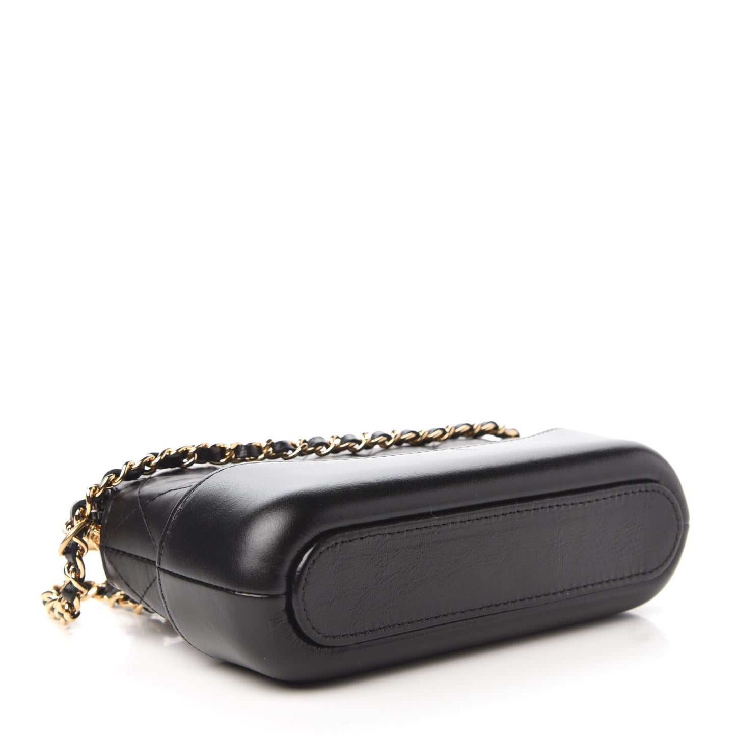 Aged Calfskin Quilted Small Gabrielle Clutch With Chain Black