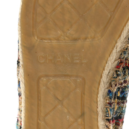 Chanel Tweed Grosgrain CC Espadrilles 39 Multicolor Black 6 of 12