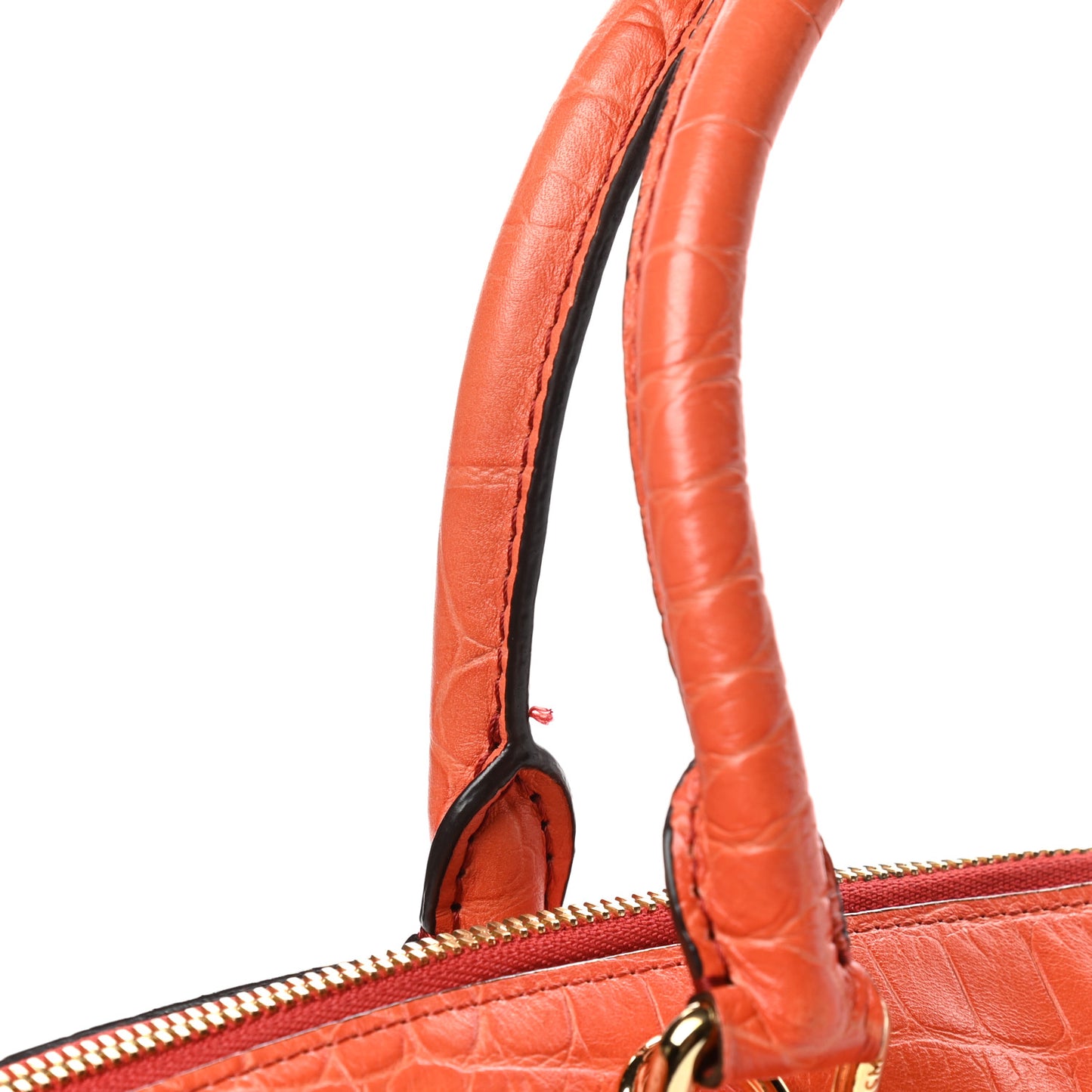 Calfskin Crocodile Embossed Tote Orange