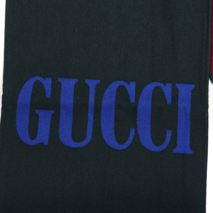 Gucci Wool Silk Guccium Scarf Petroleum Blue Bordeaux 5 of 5