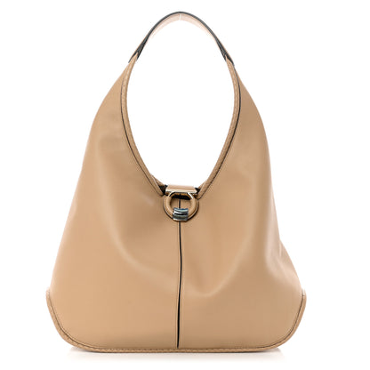 Salvatore Ferragamo Calfskin Gancini Hobo Beige 2 of 10