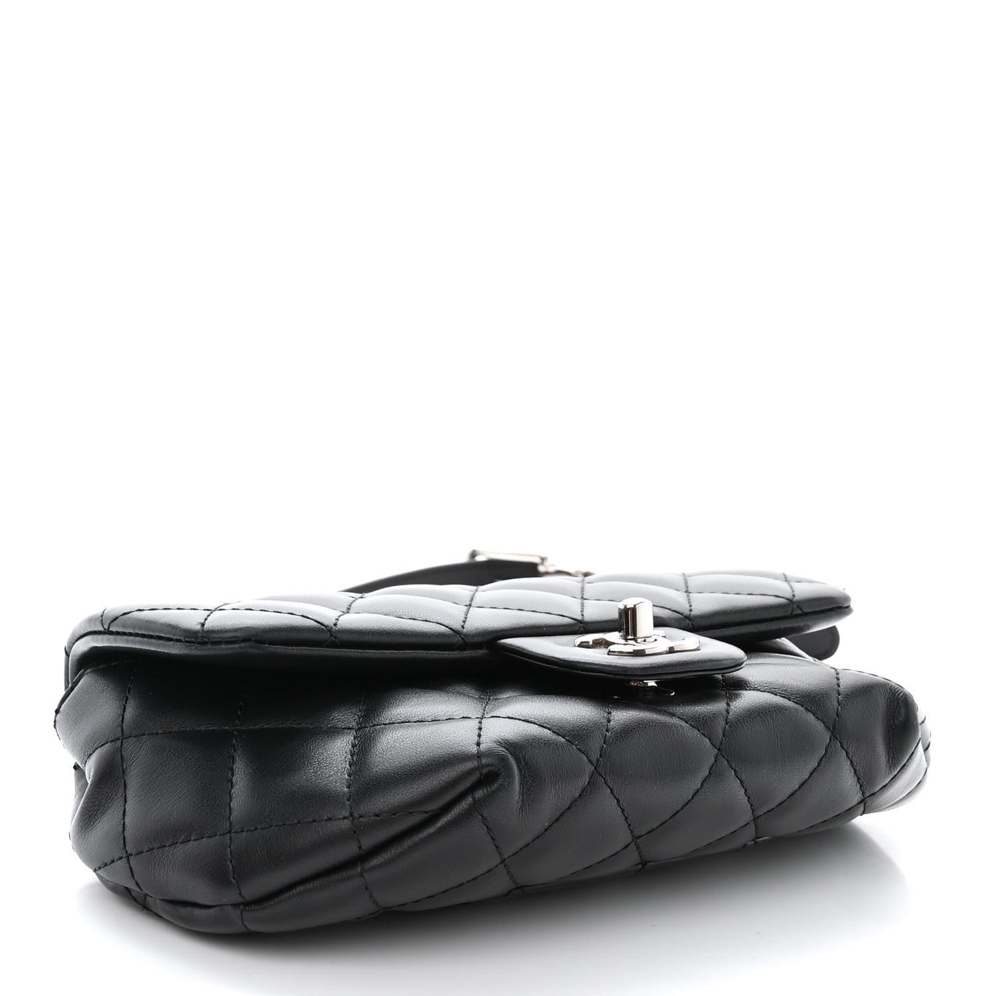 Calfskin Quilted CC Uniform Flap Belt Bag Black